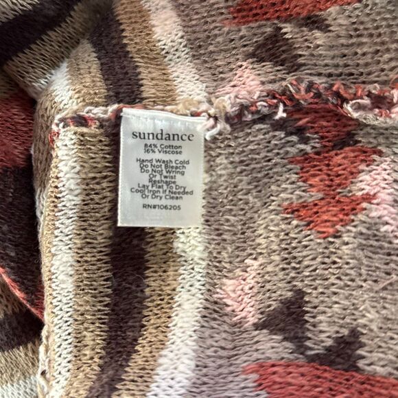 Sundance Aztec print cardigan women’s size medium cream brown southwestern - Picture 8 of 11